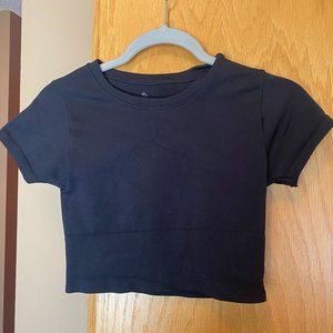 Aerie Offline Crop Black T-Shirt - XS